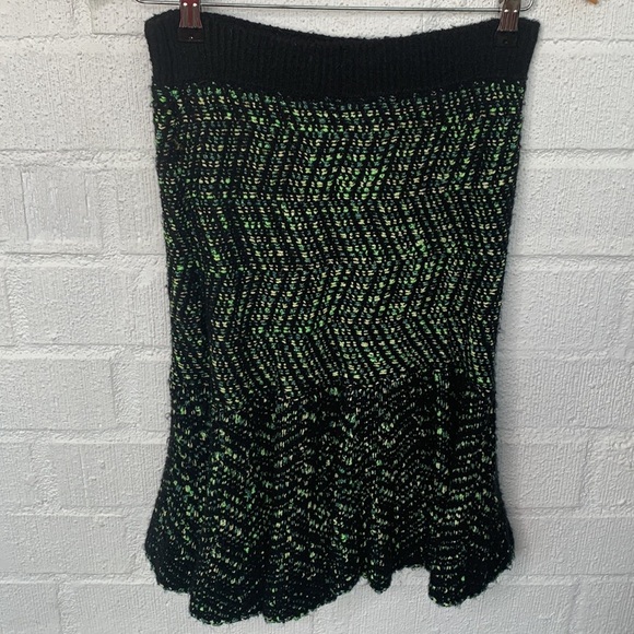 Anthropologie Moth Neon Pop Tweed Black Knit Fit & Flare Skirt size Medium - Picture 8 of 8